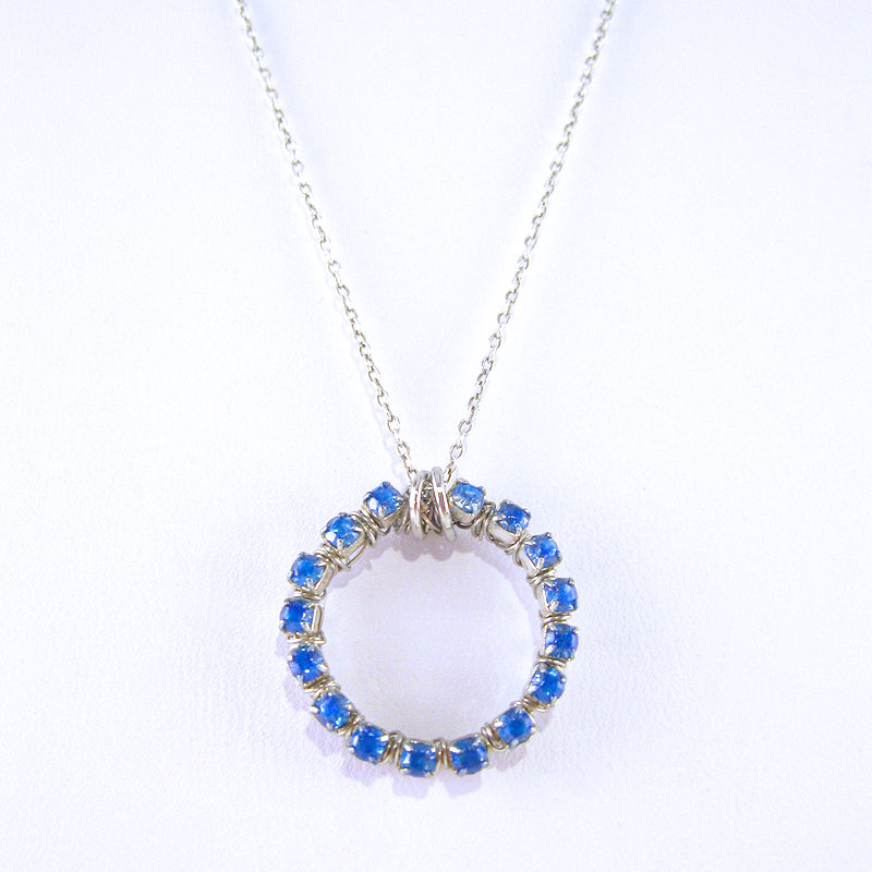 Blue Rhinestone Circle Necklace – Hillary's Handmade