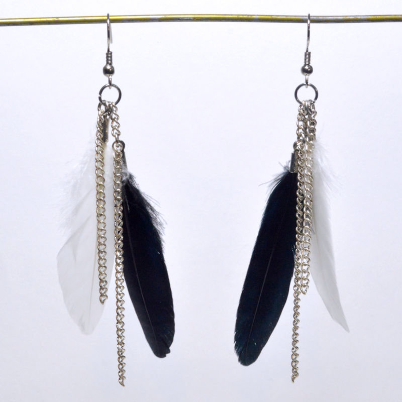 Earrings 2 1/2" Authentic Feather hung from Copper hook Ear Wires! |  eBay